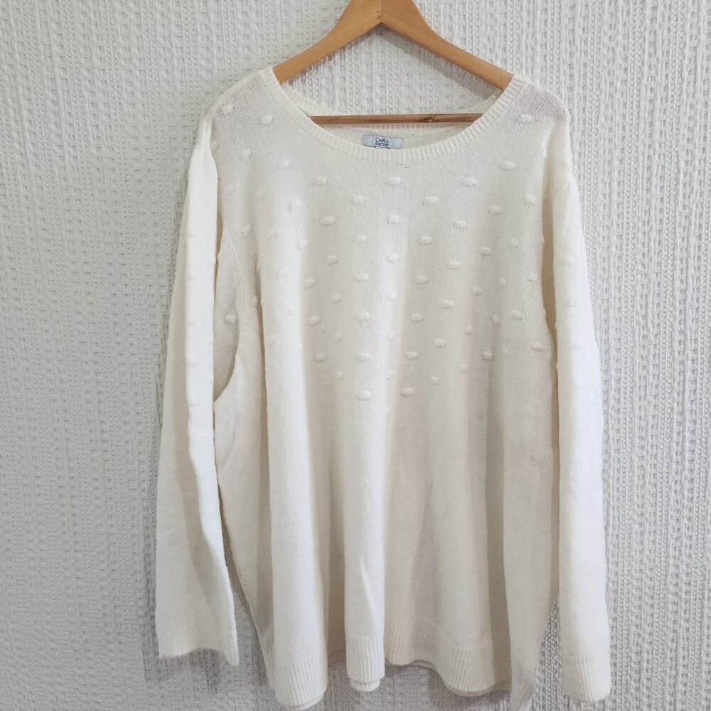 Croft & Barrow Women's Plus Size Ivory Puff-Sleeve Bobble Sweater Size 4X
